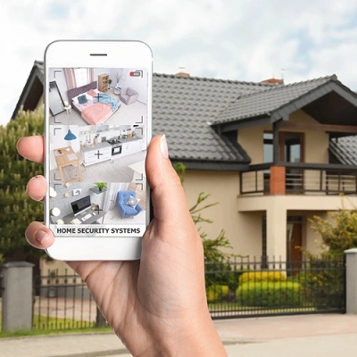 State College vivint phone display of cctv live feed in front of a house